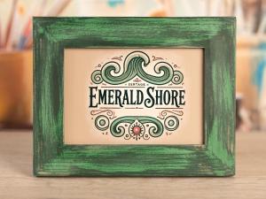 a picture frame with the words emerald shore on it