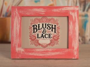 a picture frame with the words blush and lace on it