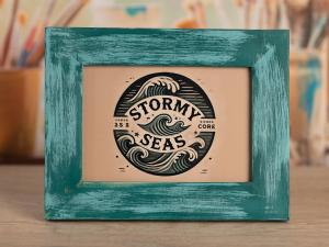a picture frame with the words stormy seas on it