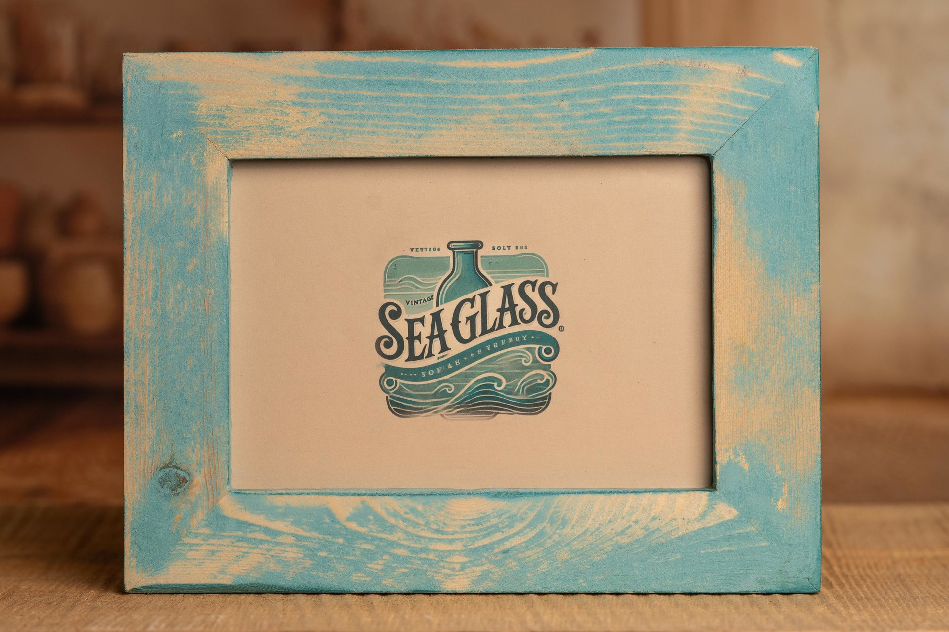 Distressed Wood Picture Frame, Vintage Chalk Paint Finish