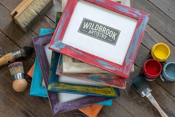 Colorful Wood Picture Frame: Shabby Chic Cottage Decor Choose Size and Colors